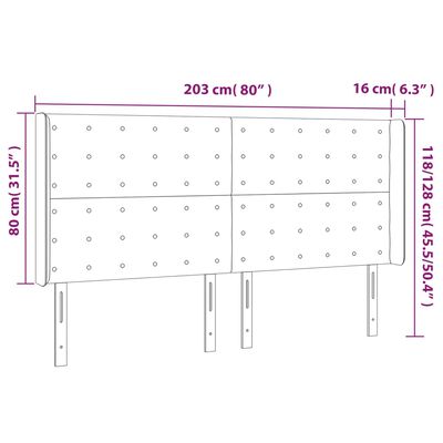 vidaXL fehér műbőr fejtámla szárnyakkal 203x16x118/128 cm