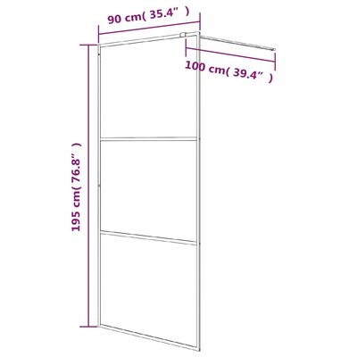 vidaXL fekete átlátszó ESG üveg zuhanyfal 90x195 cm