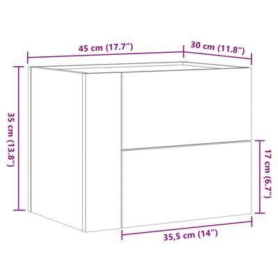 vidaXL 2 db fehér falra szerelhető éjjeliszekrény 45 x 30 x 35 cm