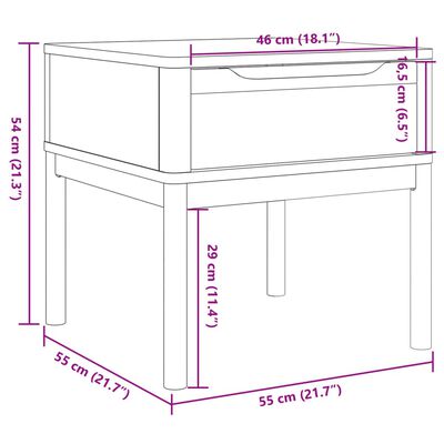 vidaXL FLORO viaszbarna tömör fenyőfa lámpaasztal 55 x 55 x 54 cm