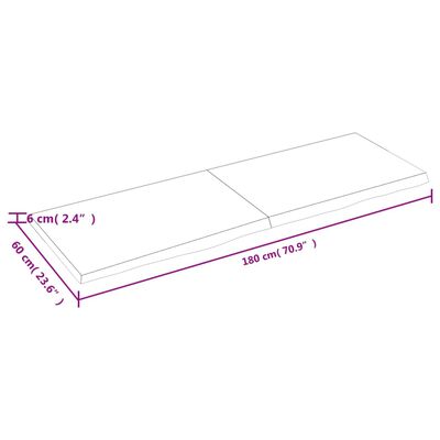 vidaXL kezeletlen tömör tölgyfa asztallap 180x60x(2-6) cm