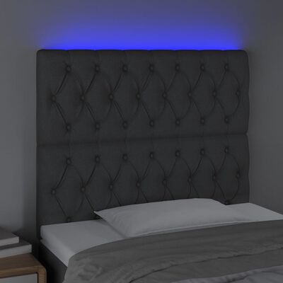 vidaXL sötétszürke szövet LED-es fejtámla 100x7x118/128 cm