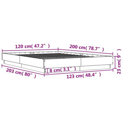 vidaXL sonoma tölgy színű ágykeret LED-világítással 120x200 cm