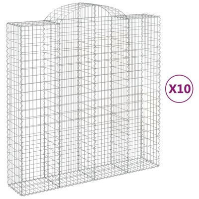 vidaXL 10 db íves horganyzott vas gabion kosár 200x50x200/220 cm