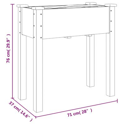 vidaXL szürke tömör fenyőfa kerti ültetőláda béléssel 71 x 37 x 76 cm