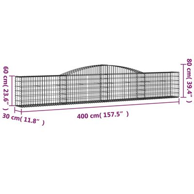 vidaXL íves horganyzott vas gabion kosár 400x30x60/80 cm