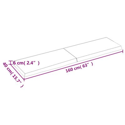 vidaXL kezeletlen tömör tölgyfa asztallap 160x40x(2-6) cm
