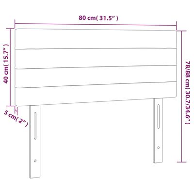 vidaXL sötétkék bársony fejtámla 80 x 5 x 78/88 cm