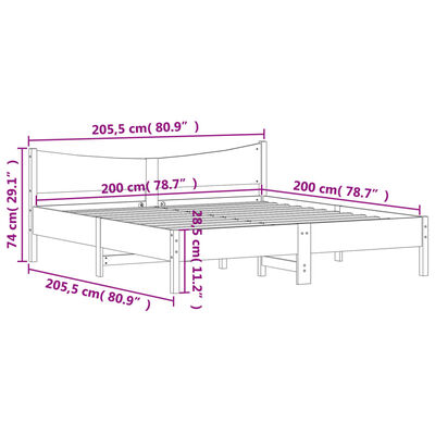 vidaXL fehér tömör fenyőfa ágy matrac nélkül 200 x 200 cm