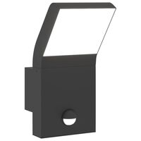 vidaXL fekete öntött alumínium kültéri érzékelős LED-es falilámpa
