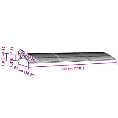 vidaXL szürke polikarbonát ajtóelőtető 300 x 100 cm