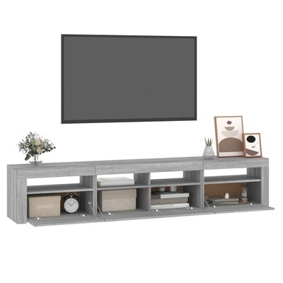 vidaXL szürke sonoma színű TV-szekrény LED-lámpákkal 210x35x40 cm