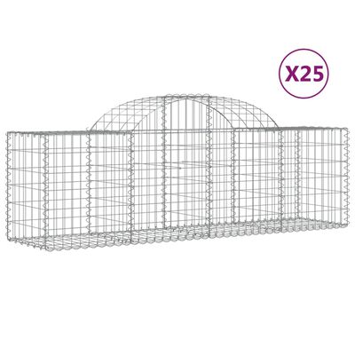 vidaXL 25 db íves horganyzott vas gabion kosár 200x50x60/80 cm