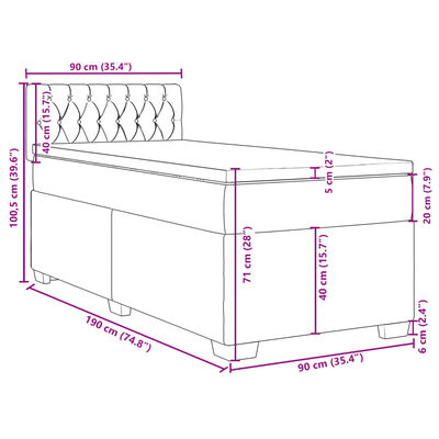 vidaXL fekete bársony rugós ágy matraccal 90x190 cm