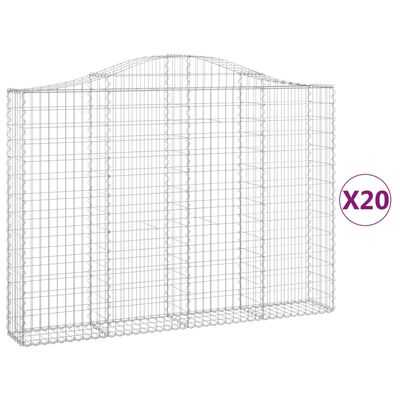 vidaXL 20 db íves horganyzott vas gabion kosár 200x30x140/160 cm