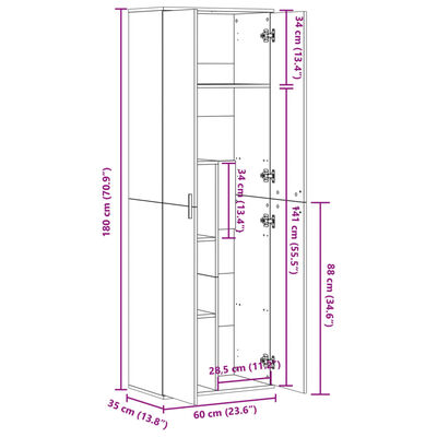 vidaXL szürke sonoma színű szerelt fa magasszekrény 60 x 35 x 180 cm