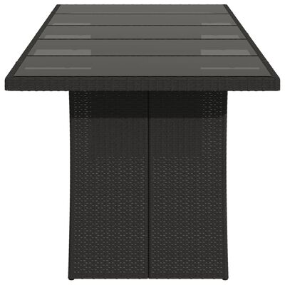 vidaXL fekete polyrattan üveglapos kerti asztal 240 x 90 x 75 cm