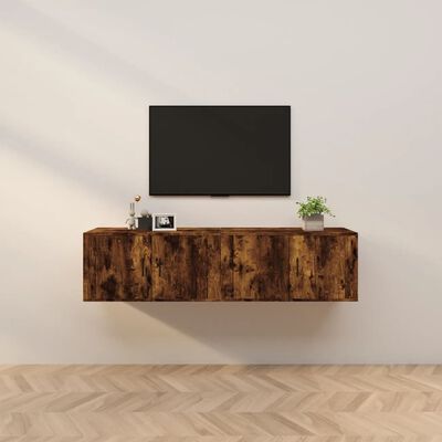 vidaXL 2 db füstös tölgy színű fali TV-szekrény 80 x 34,5 x 40 cm