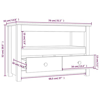 vidaXL tömör fenyőfa TV-szekrény 79 x 35 x 52 cm