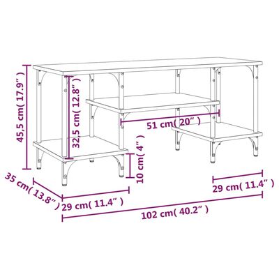 vidaXL füstös tölgy színű szerelt fa TV-szekrény 102 x 35 x 45,5 cm