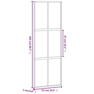 vidaXL fekete edzett üveg és alumínium tolóajtó 76 x 205 cm