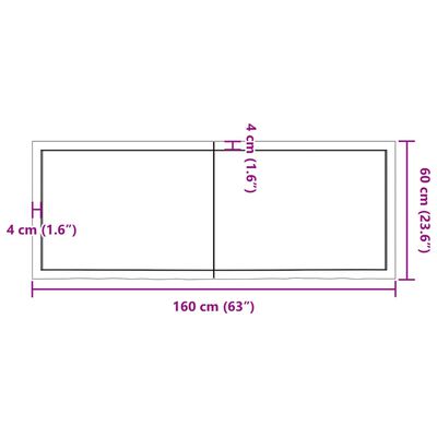 vidaXL világosbarna kezelt tömör fa fürdőszobai pult 160x60x(2-6) cm