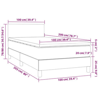 vidaXL cappuccino színű műbőr rugós ágy matraccal 100 x 200 cm