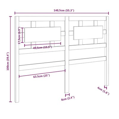 vidaXL tömör fenyőfa ágyfejtámla 140,5 x 4 x 100 cm