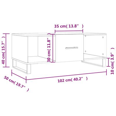 vidaXL betonszürke szerelt fa dohányzóasztal 102 x 50 x 40 cm