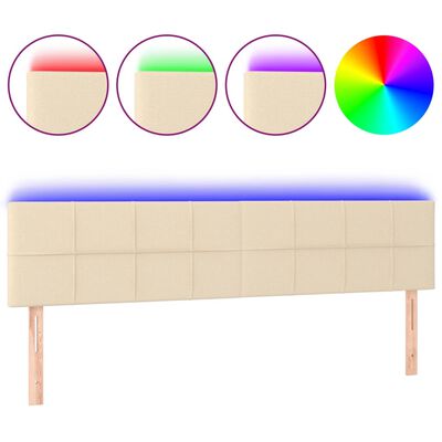 vidaXL krémszínű szövet LED-es fejtámla 160x5x78/88 cm