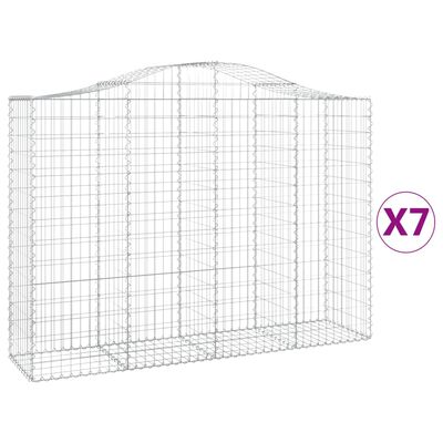 vidaXL 7 db íves horganyzott vas gabion kosár 200x50x140/160 cm