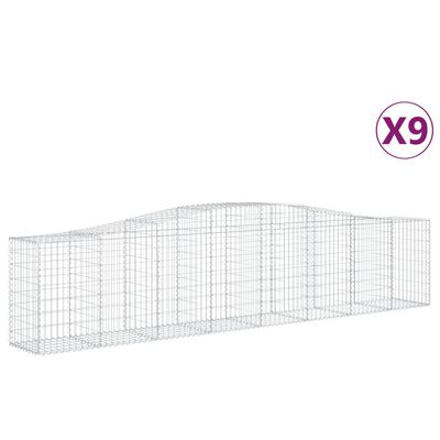 vidaXL 9 db íves horganyzott vas gabion kosár 400x50x80/100 cm