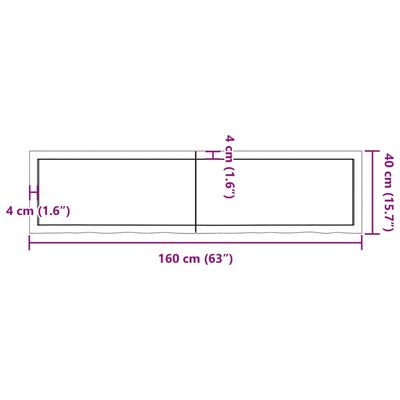 vidaXL kezeletlen tömör tölgyfa asztallap 160x40x(2-6) cm