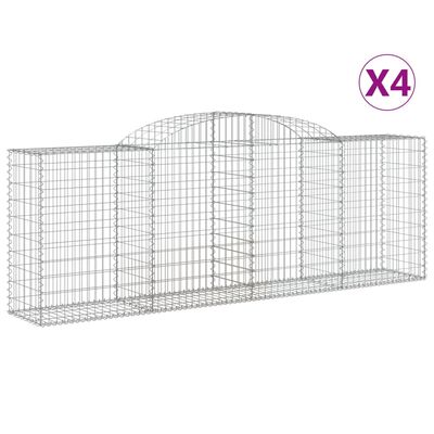 vidaXL 4 db íves horganyzott vas gabion kosár 300 x 50 x 100/120 cm