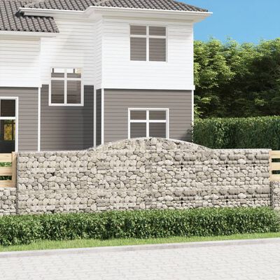 vidaXL 9 db íves horganyzott vas gabion kosár 400x50x120/140 cm