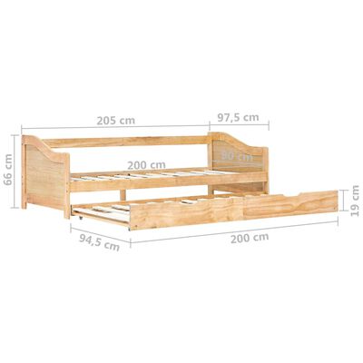 vidaXL fenyőfa kihúzható kanapéágykeret 90 x 200 cm