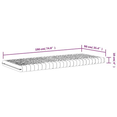 vidaXL fehér 7 zónás 20 ILD keménységű habmatrac 90 x 190 cm