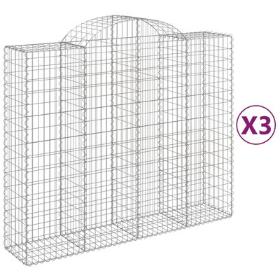 vidaXL 3 db íves horganyzott vas gabion kosár 200x50x160/180 cm