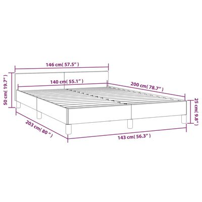 vidaXL sötétbarna szövet ágykeret matrac nélkül 140 x 200 cm