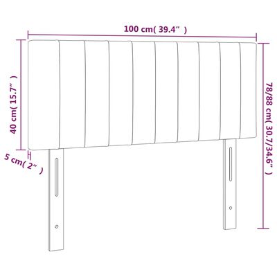 vidaXL fekete bársony LED-es fejtámla 100x5x78/88 cm