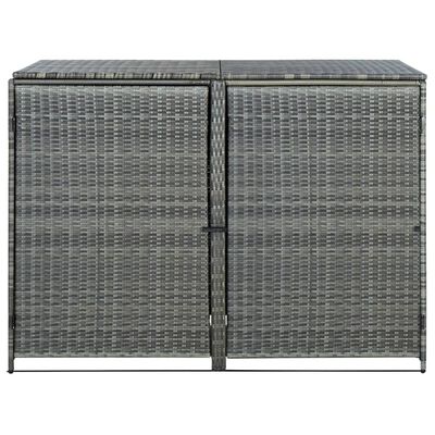 vidaXL antracit polyrattan dupla tároló gurulós kukához 148x77x111 cm