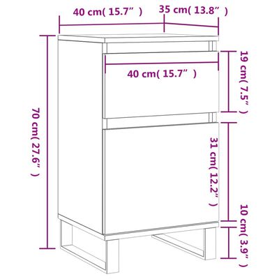 vidaXL szürke sonoma színű szerelt fa tálalószekrény 40 x 35 x 70 cm