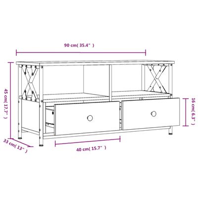 vidaXL fekete szerelt fa és vas TV-szekrény 90 x 33 x 45 cm