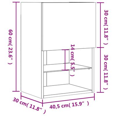 vidaXL füstös tölgy színű TV-szekrény LED-lámpákkal 40,5x30x60 cm