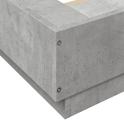 vidaXL betonszürke szerelt fa ágykeret LED-del 160 x 200 cm