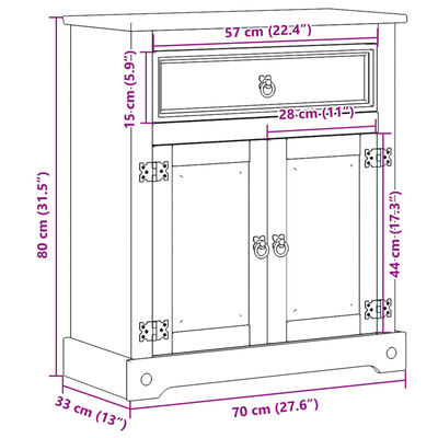 vidaXL Corona tömör fenyőfa fürdőszobaszekrény 70 x 33 x 80 cm