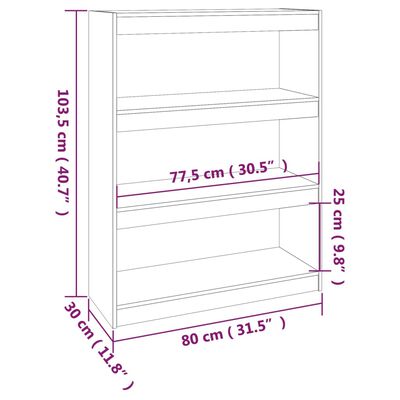 vidaXL mézbarna fenyőfa könyvszekrény/térelválasztó 80 x 30 x 103,5 cm