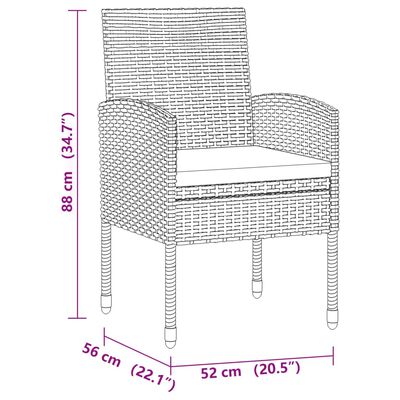 vidaXL 9 részes fekete polyrattan kerti étkezőgarnitúra