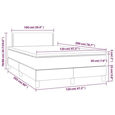 vidaXL szürke műbőr rugós ágy matraccal 120 x 200 cm