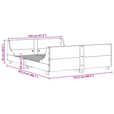 vidaXL fehér tömör fenyőfa ágy matrac nélkül 120 x 200 cm